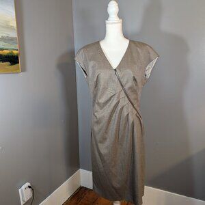 Escada NWT Grey/Taupe Mid Length Wool Sleeveless Sheath Dress Size 40